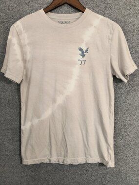 American Eagle Tie Dye T Shirt XS Beige Bleached Surf Sand Sun Graphic Short Sle